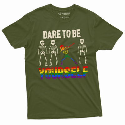 Dare to be yourself LGBTQ T-shirt Gay Lesbian Mens Womens Pride Month Tee Shirt Equality Skeleton Tshirt