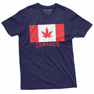 Men's Cannabis Canada Flag T-shirt Weed Leaf Marijuana Canadian Tee Shirt Funny Smoking THC Tee