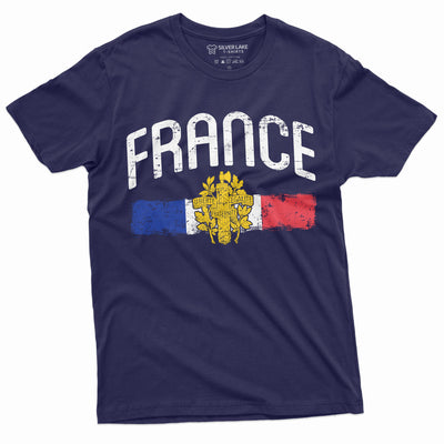 Men's France T-shirt French Patriotic Nationality Independence Day Men Women Unisex Tee Shirt French Republic Flag Coat of Arms Tee
