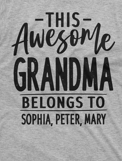 Womens Customizable Grandma T-shirt This Grandmother Belongs Grandkids Granddaughters Son Personalized Birthday Christmas Gift for Nana