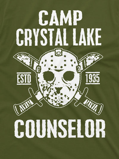 Men's Counselor T-shirt Jason Camp Crystal Lake Camping Funny Tee Shirt Camo army green Black Navy Tee Halloween T-shirt For Him