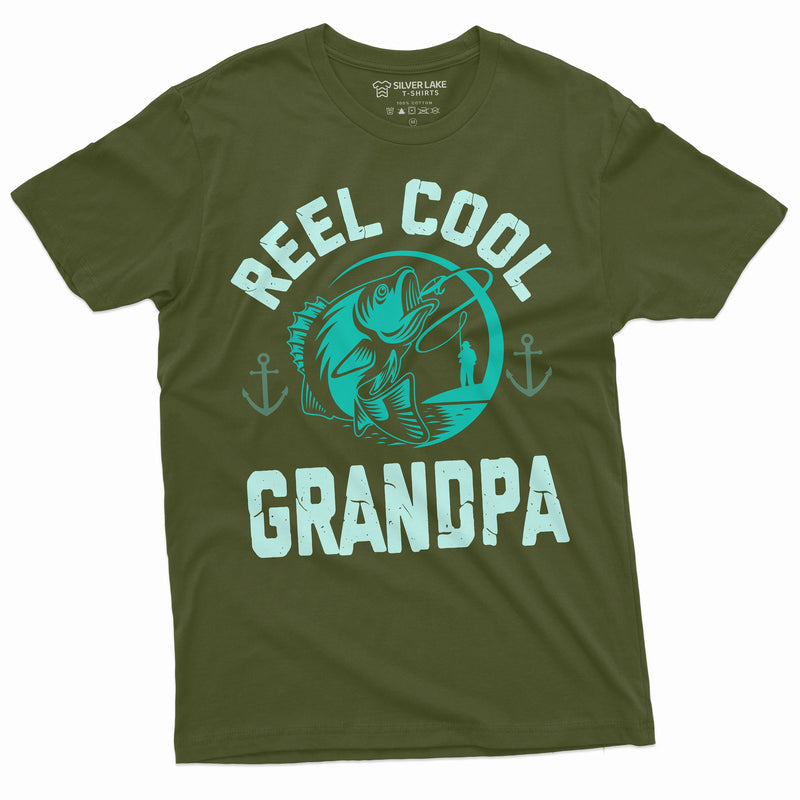 Reel Cool Grandpa Fishing T-shirt Grandfather Papa Gift Tee Birthday Fathers day present for Him Christmas Fisherman gifts for Pops