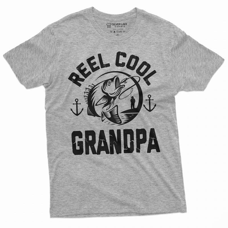 Reel Cool Grandpa Fishing T-shirt Grandfather Papa Gift Tee Birthday Fathers day present for Him Christmas Fisherman gifts for Pops