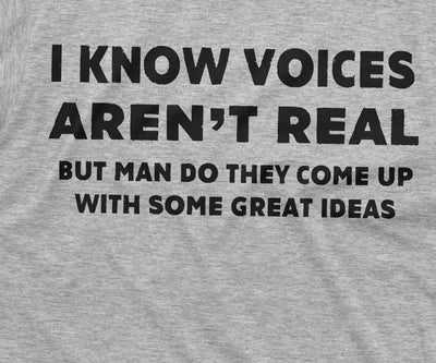 Voice's aren't Real Funny Tee Shirt Mens birthday gift Humorous saying Tee