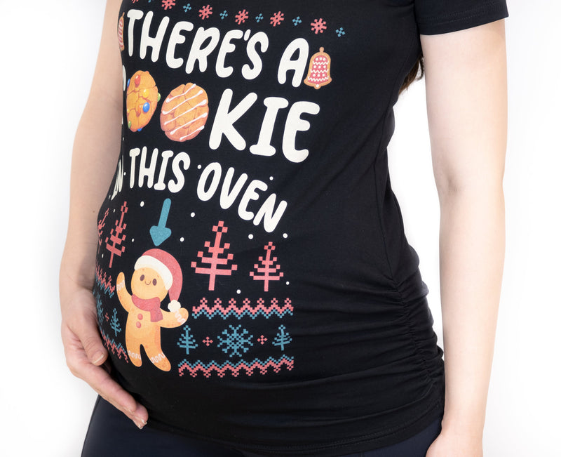 Couple Christmas Matching Shirts There is  a cookie in this Oven Maternity Pregnancy Tee shirt Baking Cookie New baby announcement Tees