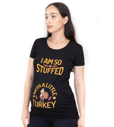 Thanksgiving Couple Maternity T-shirts I am so stuffed with a little Turkey Pregnancy Dad Mom Tees