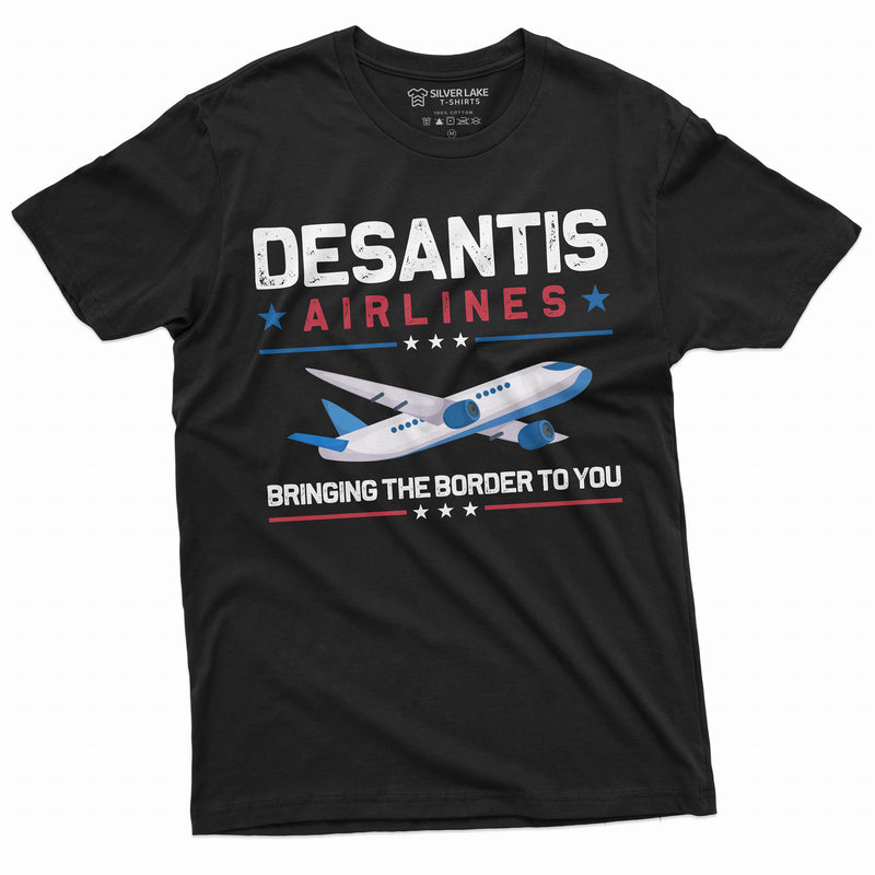 DeSantis Airlines Bringing the Border you T-shirt Republican party Political T-shirt Mens Conservative Shirt Gift for dad Grandpa tee