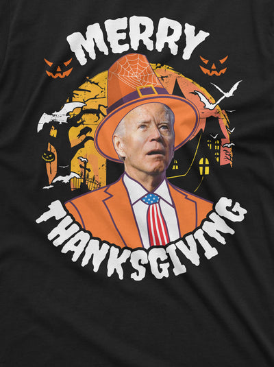Men's Funny Halloween Anti Biden T-shirt Merry Thanksgiving Halloween Costume Tee Shirt