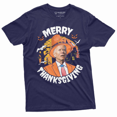 Men's Funny Halloween Anti Biden T-shirt Merry Thanksgiving Halloween Costume Tee Shirt