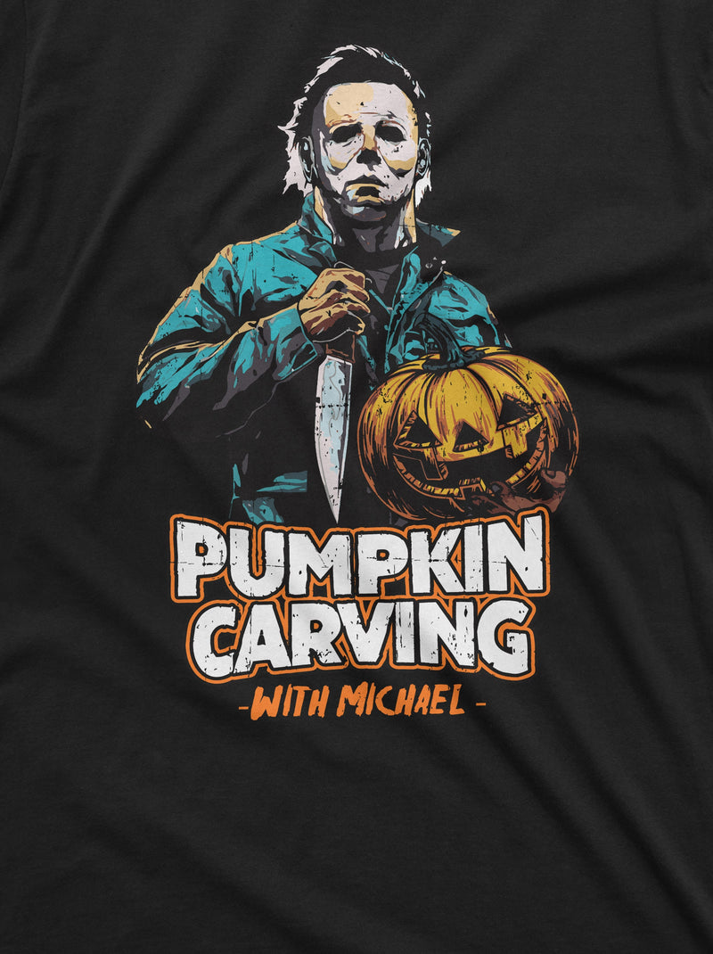 Halloween Horror Movie T-shirt Pumpkin Carving Mens Tshirt Costume Party Tee Shirt