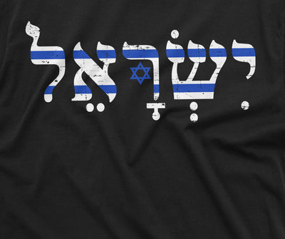 Men's Israel flag state emblem T-shirt Israel in Hebrew patriotic tee IDF support shirt