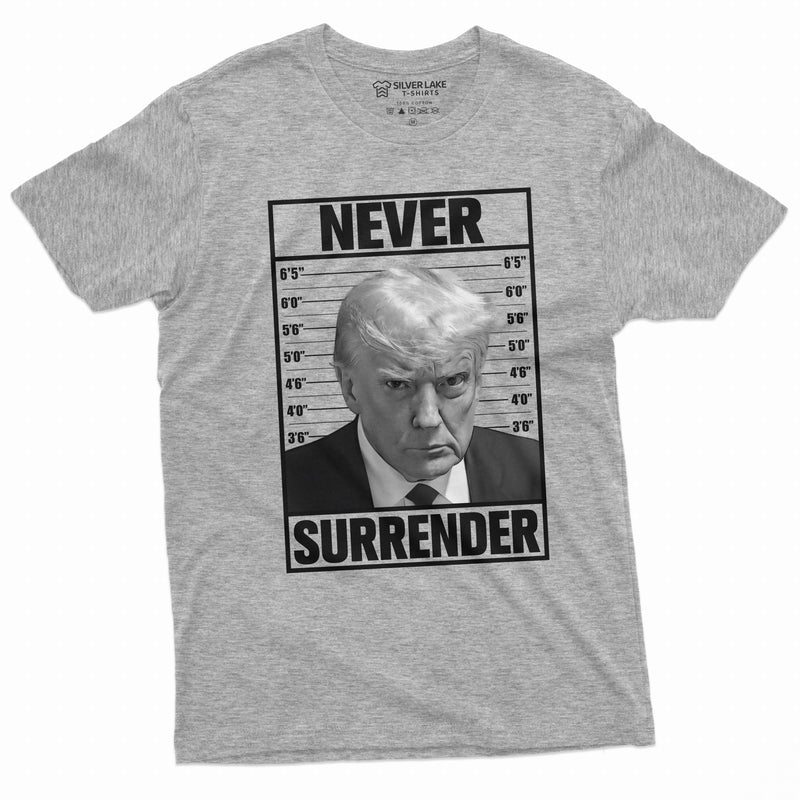 Trump Mugshot T-shirt President Trump Never surrender Tee shirt DJT arrest Police photo trump tee