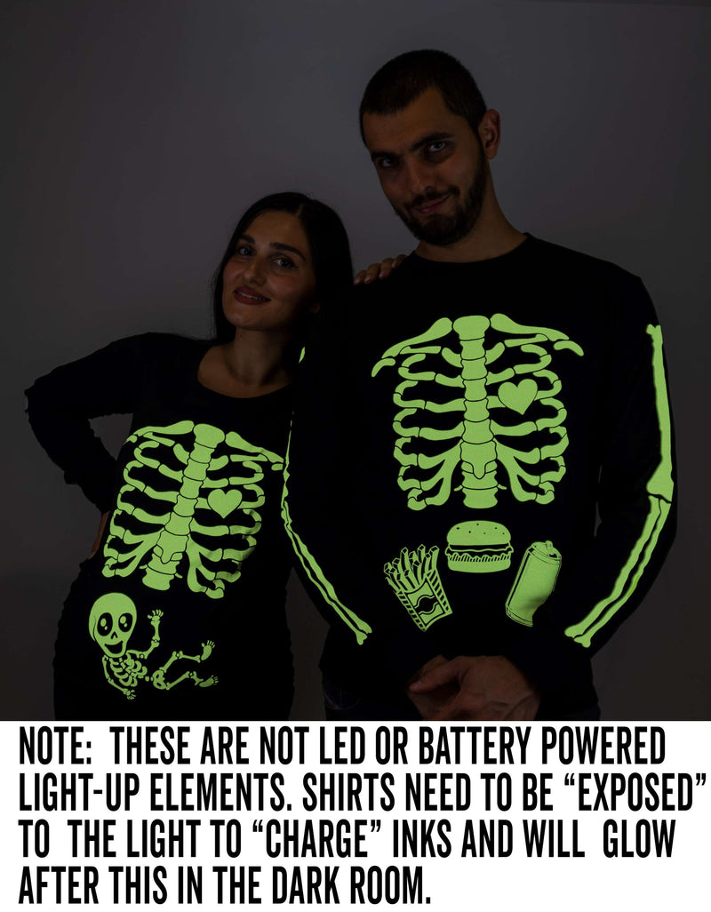 Halloween glow in the dark Long Sleeve Maternity shirt Skeleton X-ray baby boy girl gender reveal glow in the dark t-shirt pregnancy top
