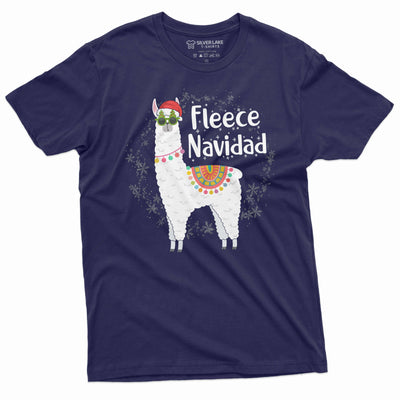 Men's Fleece Navidad T-shirt Funny Feliz Navidad Merry Christmas Lamma T-shirt Christmas Funny gift