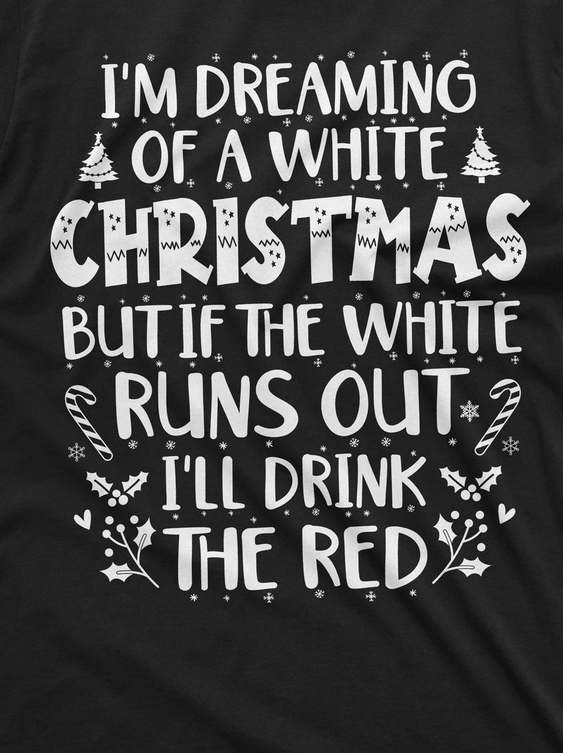 Funny Christmas Party drinking white red wine tee shirt White Christmas Men&
