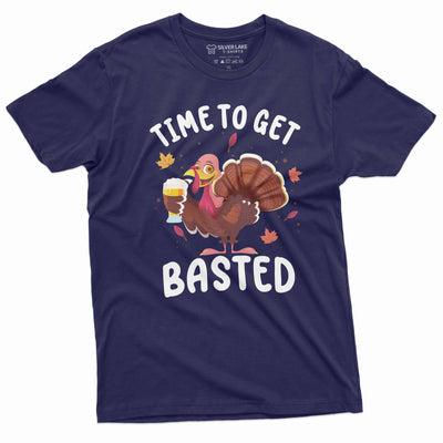 Men's Funny Thanksgiving T-shirt Turkey time to get basted party funny humorous tee