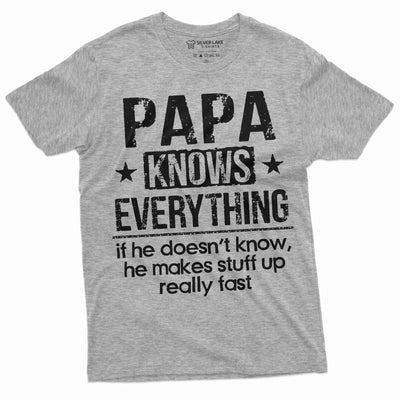 Men's Papa knows everything T-shirt Father's day Christmas Papa Pops Dad Father Grandpa Tee