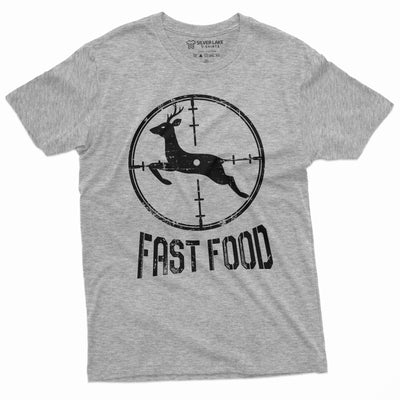Men's Funny Fast Food Hunting Tee Shirt Deer Running Fast Humor Fathers Day Grandpa Dad Camo Tee Shirt For Him