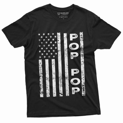 Men's Pop US flag Tee Shirt Poppop Fathers day 4th of July Patriotic Veteran dad Tee shirt Military Daddy Tee Shirt
