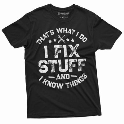Men's Funny I fix Stuff T-shirt Gift for Dad Husband Grandpa Mechanic Engineer Garage Tee Shirt birthday Gift for Men