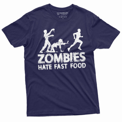 Men's Funny Zombies Hate Fast Food T-shirt Foodie Humor Gift Shirt mens Womens Birthday Gift Humorous Shirt