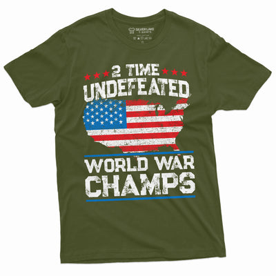 Patriotic USA Mens T-shirt 4th of July USA Tee World War Champs Mens Tee Shirt independence day cool Party Tee