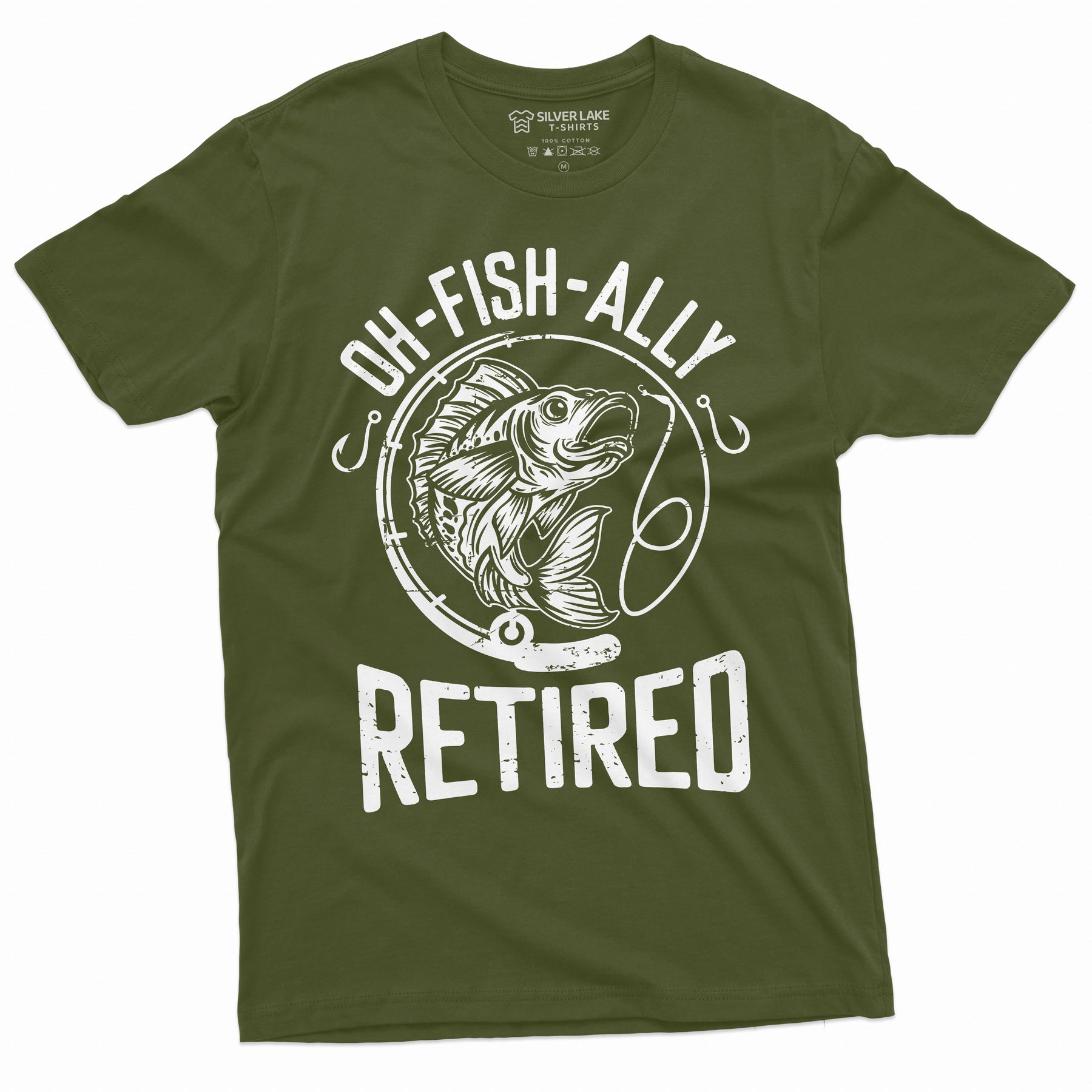 Oh-fish-ally Retired Mens T-Shirt Retirement Fishing Gifts Papa Grandpa Dad Father Retired Fisherman Humor Tee L / Grey