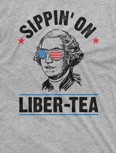 Men's Funny 4th of July Sipping on Liber-tea sarcastic T-shirt George Washington Liberty Tea Shirt