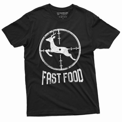 Men's Funny Fast Food Hunting Tee Shirt Deer Running Fast Humor Fathers Day Grandpa Dad Camo Tee Shirt For Him