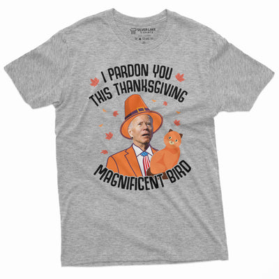 Men's Funny Thanksgiving Anti Biden T-shirt Turkey Pardoning Cat T-shirt Anti-biden Funny tee