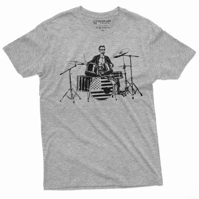 Drummer T-shirt Abraham Lincoln drumming music band Tee 4th of July Patriotic USA shirt