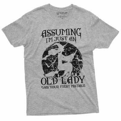 Halloween Funny old lady witch T-shirt witch on the stick funny grandma mom wife tee shirt
