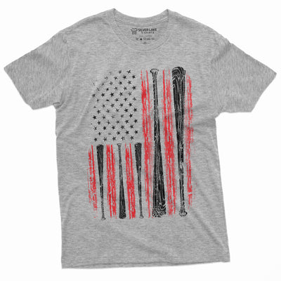 Men's Baseball USA Flag T-shirt Bat Flag American Sports Shirt For Him