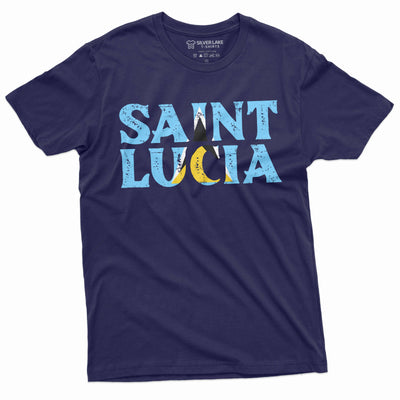 Men's Saint Lucia T-shirt St Lucia country flag state emblem patriotic tee shirt