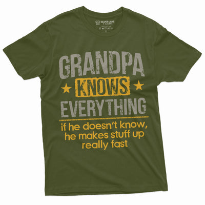 Men's Grandpa Knows Everything Funny Tee Shirt Father's day Birthday Gift For Papa Grandfather Humor Tee Shirt - SilverLakeTshirts