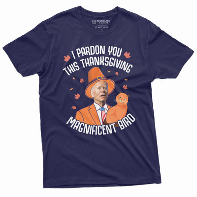 Men's Funny Thanksgiving Anti Biden T-shirt Turkey Pardoning Cat T-shirt Anti-biden Funny tee